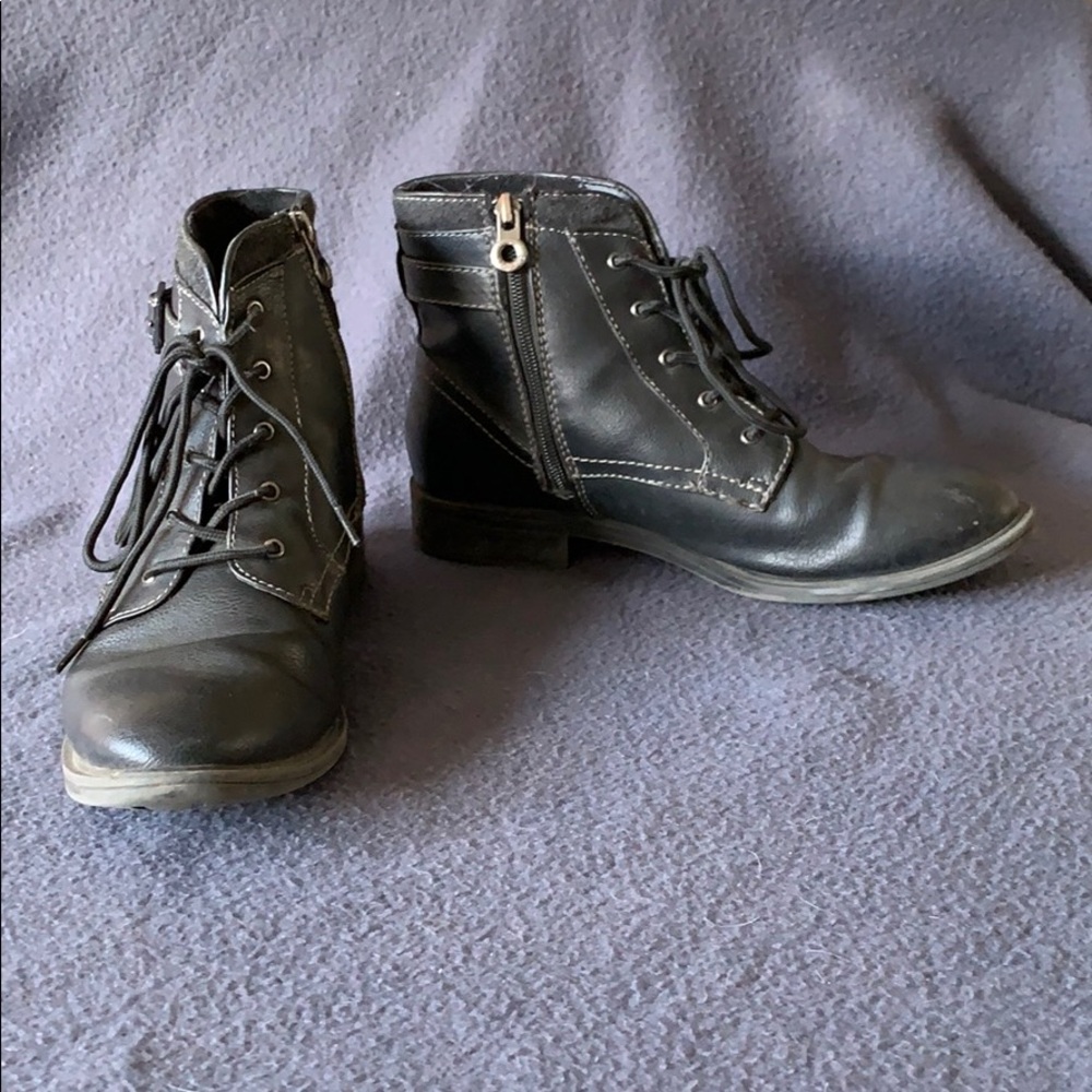 Black ankle combat boots
